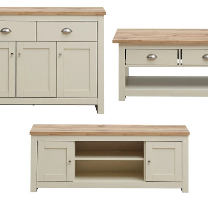 Lisbon - Set - 3 Door TV Unit, 3 Drawer Sideboard, Coffee Table
