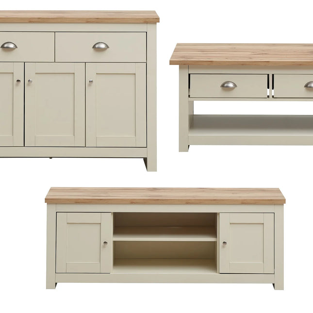 Lisbon - Set - 3 Door TV Unit, 3 Drawer Sideboard, Coffee Table