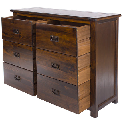 Boston - Chest of Drawers - 6 Drawer Dark Brown Pine