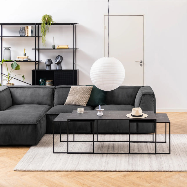 Infinity Square Coffee Table Set Matt Black Set of 3