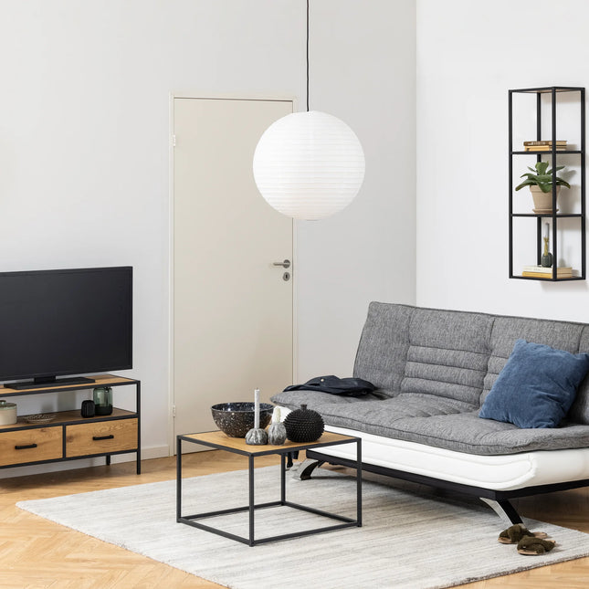 Seaford - Black Metal Coffee Table with Oak Top