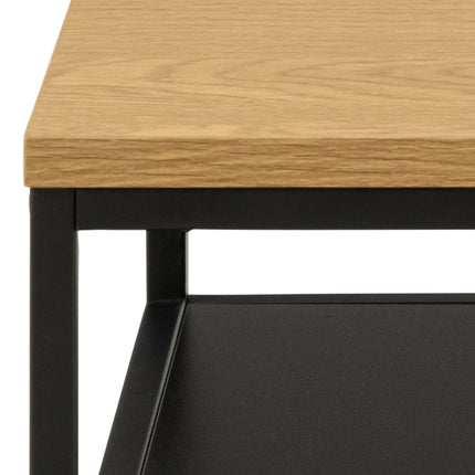 Gila - Square Coffee Table with Open Shelf in Oak & Black
