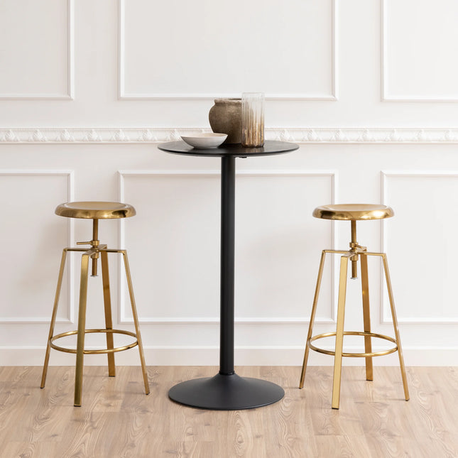 Goose Bar Stool Without Back in Gold Brushed Steel with Adjustable Height