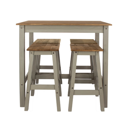 Linea - 5 Piece Solid Pine Dining Set - Grey
