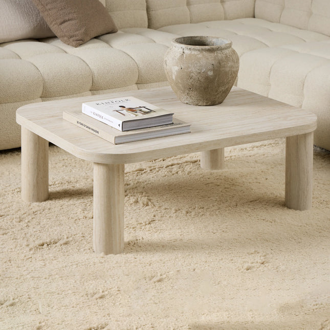 Solano Rectangular Coffee Table in Light Travertine & Grey Marble Look 100 x 75