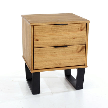 Texas - Bedside Table - 2 Drawer Industrial & Metal Legs