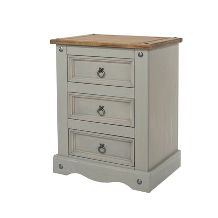 Corona - Bedside Cabinet - 3 Drawer Solid Pine Traditional