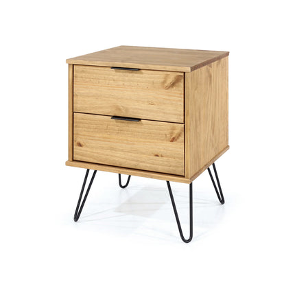 Augusta - Bedside Table - 2 Drawer & Hairpin Legs