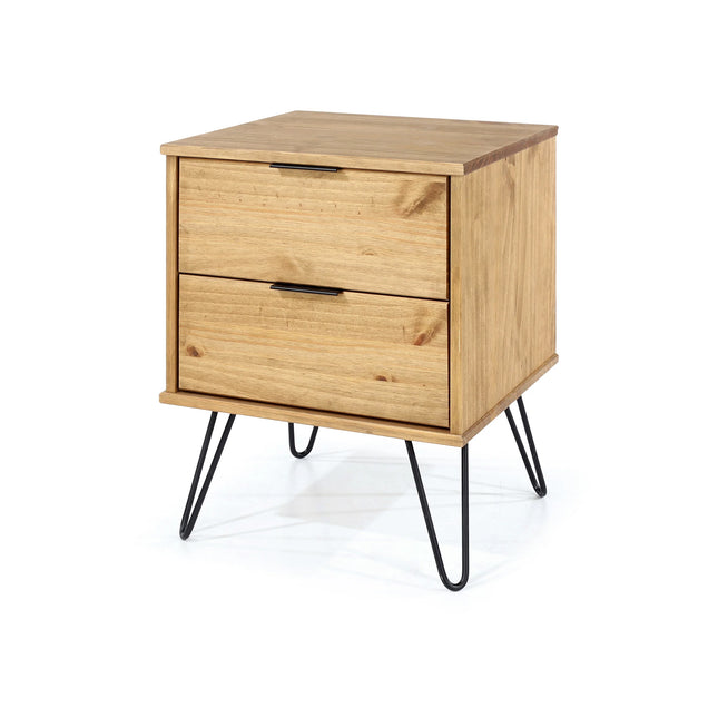 Augusta - Bedside Table - 2 Drawer & Hairpin Legs