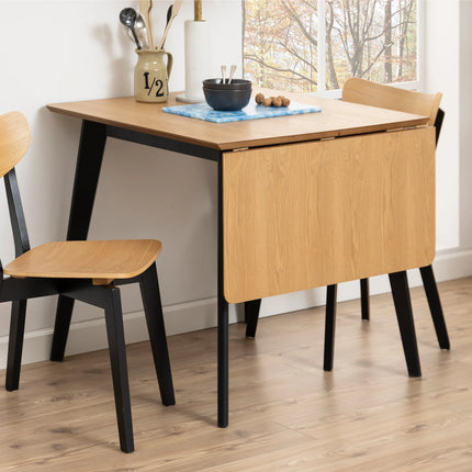 Roxby Extending Dining Table & 4 Chairs Set in Oak & Black