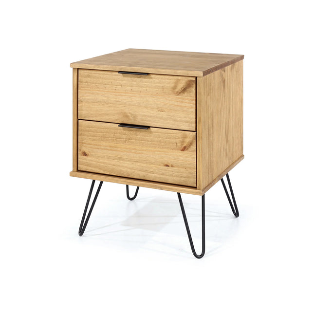 Augusta - Bedside Table - 2 Drawer & Hairpin Legs