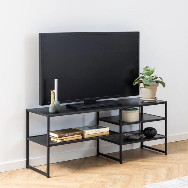 Seaford - Black Metal Open TV Unit
