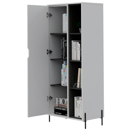 Dallas - Bookcase - 1 Door & 7 Shelves with Metal Legs