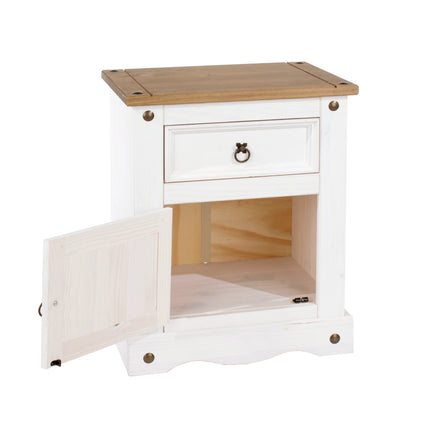 Corona - Bedside Table - 1 Door 1 Drawer Rustic