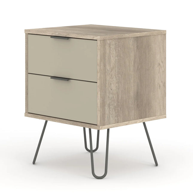 Augusta - Bedside Table - 2 Drawer & Hairpin Legs