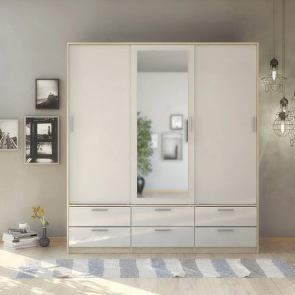 Line - Wardrobe with 3 Doors 6 Drawers