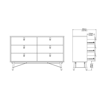 Ry Wide Chest of Drawers 6 Drawers Laminate 150cm