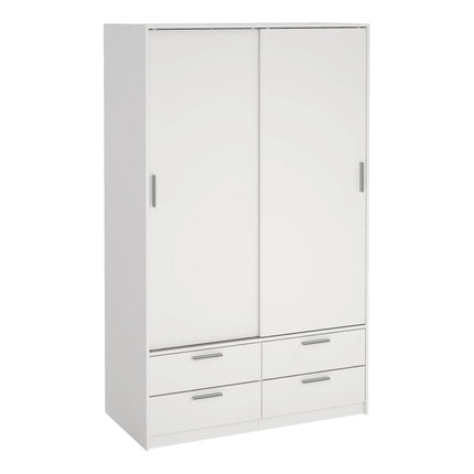 Line - Wardrobe with 2 Sliding Doors and 4 Drawers