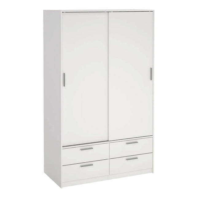 Line - Wardrobe with 2 Sliding Doors and 4 Drawers