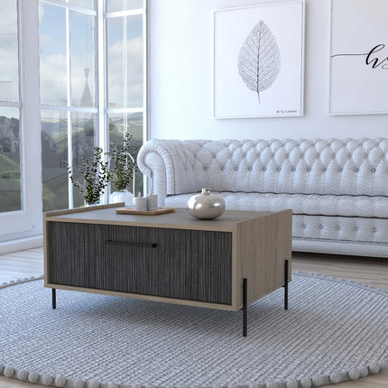 Harvard - Coffee Table - Washed Oak with Drop-Down Door
