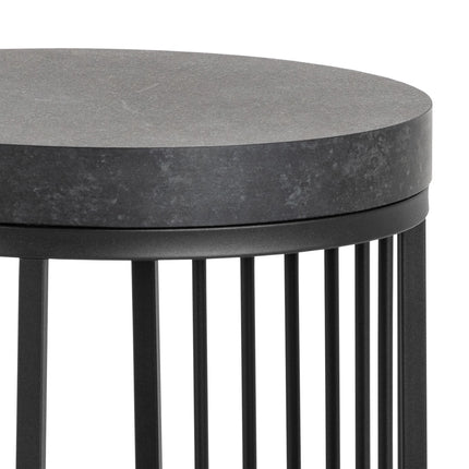 Strington Round Bedside Table 1 Shelf in Matt Black