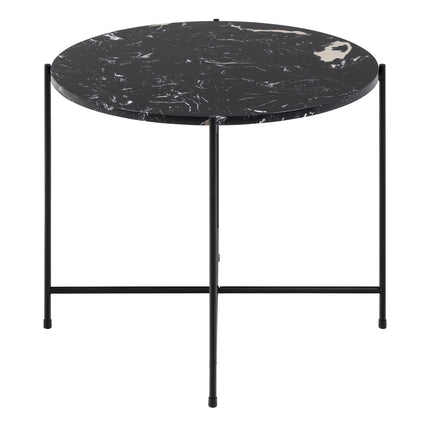 Avila - Side Table with Black Polished Marble Stone 52x40cm