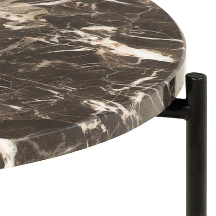 Avila - Side Table with Brown Marble Top 42x45cm