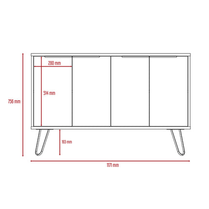 Nevada - Sideboard - 4 Door Smoked Oak & Hairpin Legs