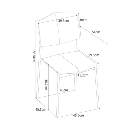 Aspen dining chair dimension diagram with annotated measurements (39.5cm, 41.2cm, 48cm, 45.5cm, 49.5cm, 83.5cm)