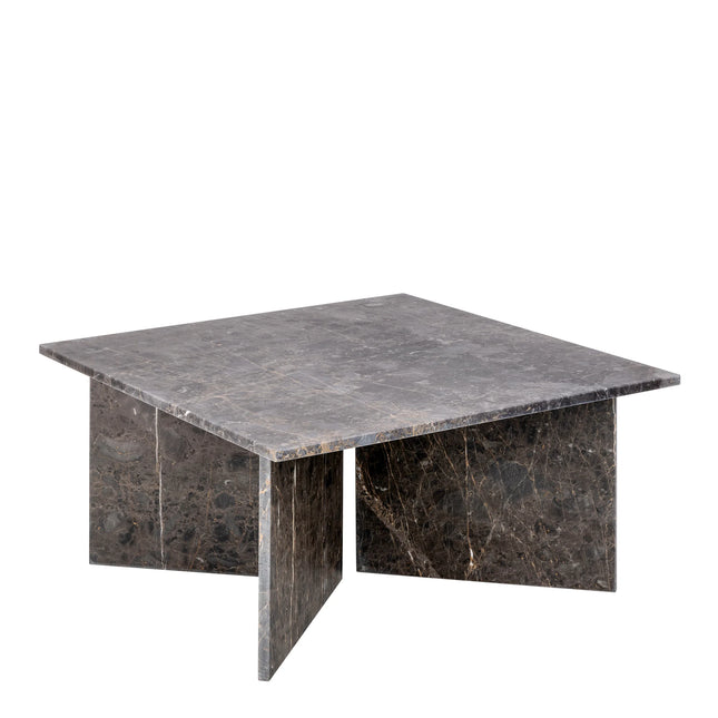 Vega Square Coffee Table with Marron or Latte Brown Marble Top 90cm