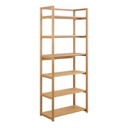 Ludza Rectangular Oak Bookcase With 6 Shelves – Stylish Storage