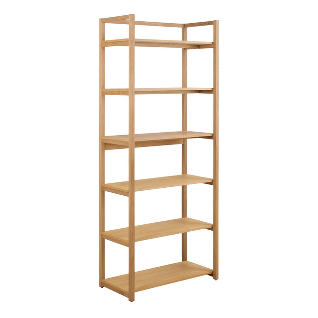 Ludza Rectangular Oak Bookcase With 6 Shelves – Stylish Storage