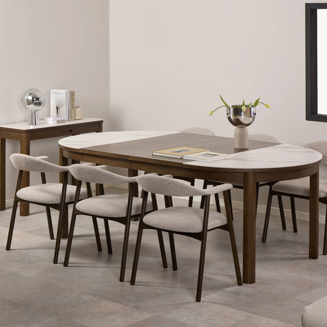 Southampton Round Extendable Dining Table Cream Ceramic 120/220cm