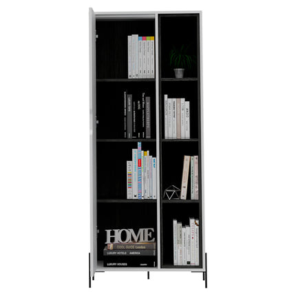 Dallas - Bookcase - 1 Door & 7 Shelves with Metal Legs