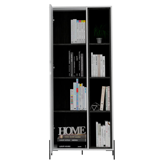 Dallas - Bookcase - 1 Door & 7 Shelves with Metal Legs