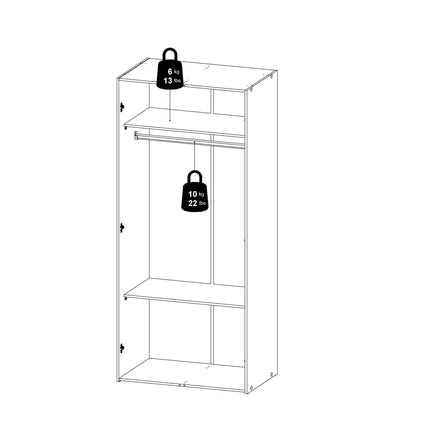 Space - Wardrobe with 2 Doors in White