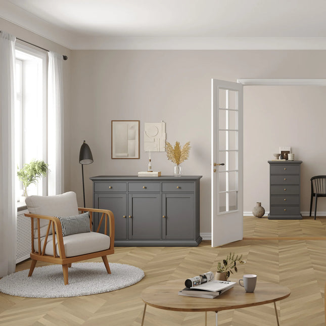 Paris Sideboard with 3 Doors and 3 Drawers in Matt Grey or White
