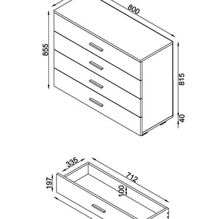 Lido - Chest of Drawers - 4 Drawer White Modern