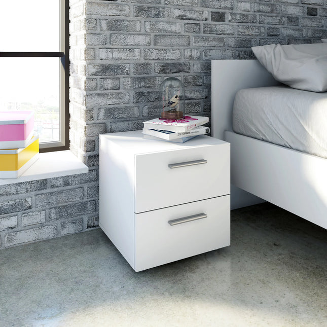 Pepe Bedside Table 2 Drawers High Gloss Scratch Resistant