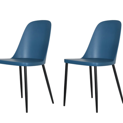 Aspen - Dining Chair Pair - Modern Plastic with Round Metal Legs