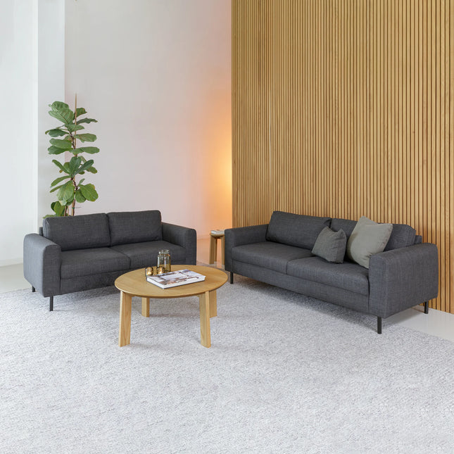 Omaha 2 + 3 Seater Sofa Set in Basel Dark Grey & Light Grey Brown Fabric