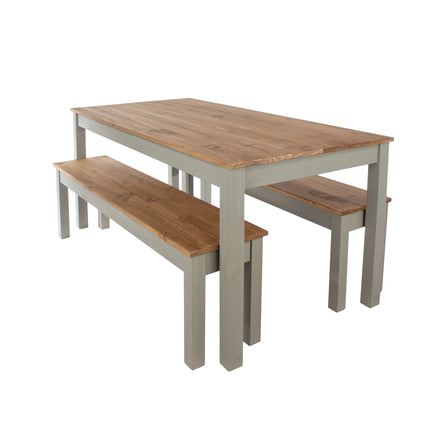 Linea - Dining Table - Two-Tone Grey & Antique Waxed Pine