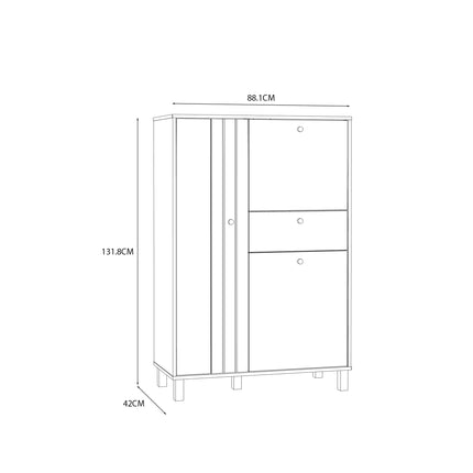 Grafton 3 Door 1 Drawer Cabinet In Cream And Oak