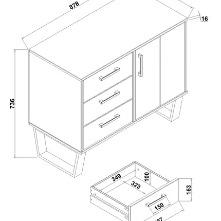 Texas - Sideboard - 1 Door 3 Drawer Grey Waxed Pine