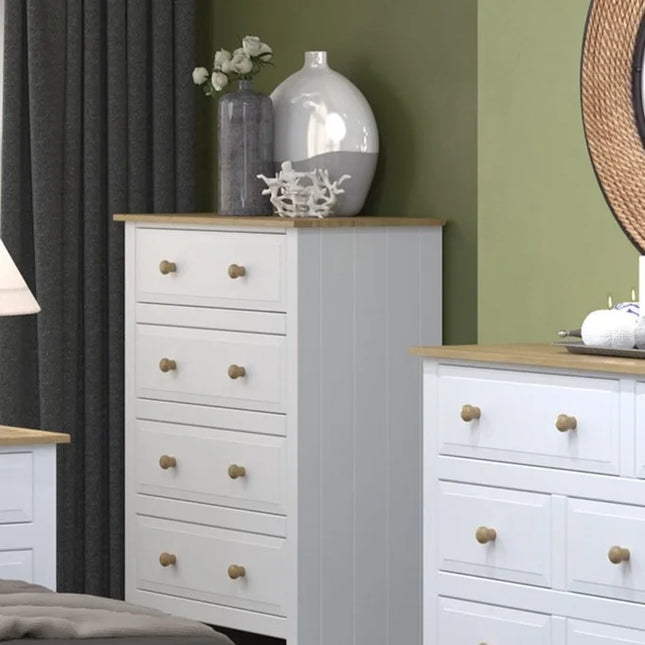 Capri - Chest of Drawers - 4 Drawer & Antique Waxed Pine Top