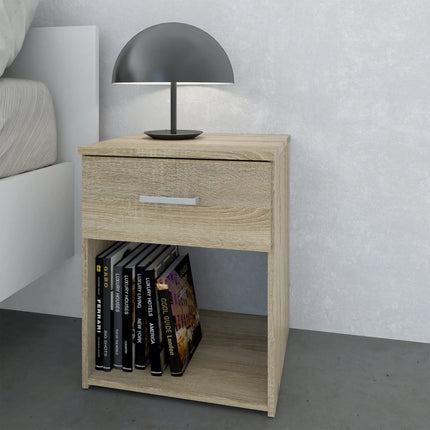 Space - 3 Piece Bedroom Set, Bedside, Chest and 2 Door 1 Drawer Wardrobe
