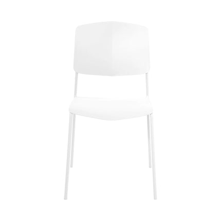 Aspen dining chair white plastic back and seat with slim white metal legs
