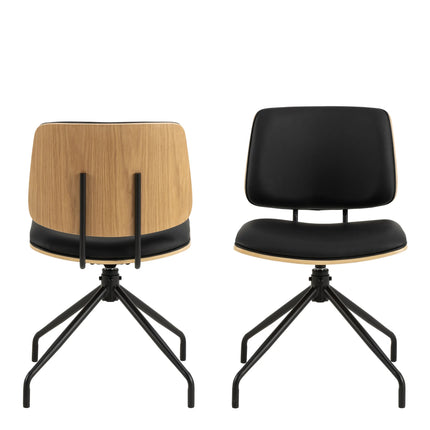 Owen Swivel Dining Chairs Matt Black Set of 2 | Stylish Comfort