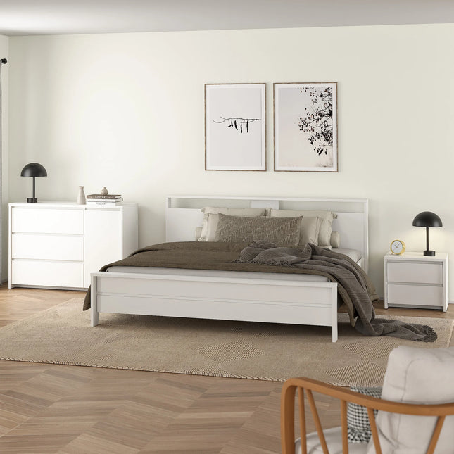 Next Nightstand 2 Drawers White & Jackson Hickory White High Gloss