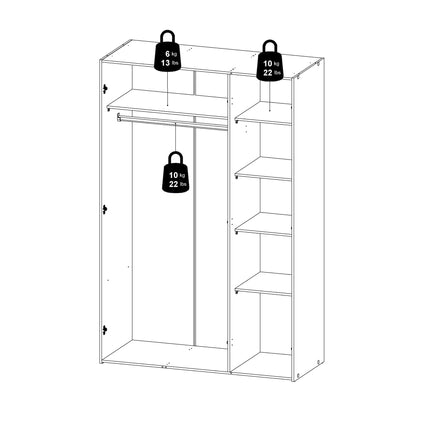 Space - Wardrobe with 3 Doors in White